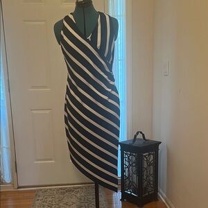 Striped Black and White Wrap Dress